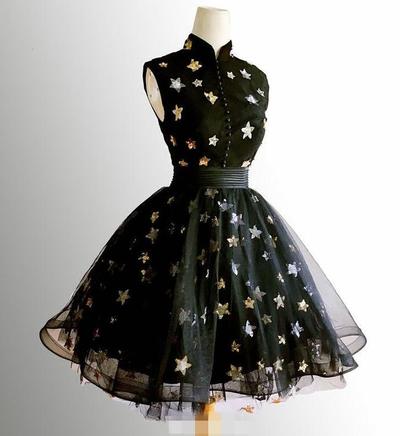 A-Line Cute Black Prom Dress, Short Prom Dress, Homecoming Dresses Graduation Dresses
