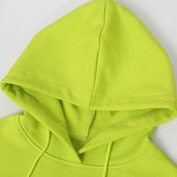 Neon Green Sad Emoji Cropped Hoodie Sweatshirt - Thumbnail 2