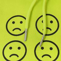Neon Green Sad Emoji Cropped Hoodie Sweatshirt - Thumbnail 3