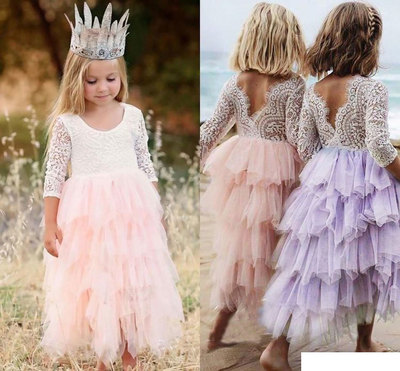 Peach/Lanvender/Blue/Blush Cute Flower Girl Dresses with Lace