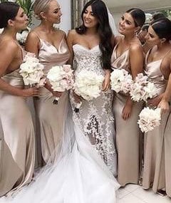 Spaghetti Straps Long Bridesmaid Dresses for Wedding Party