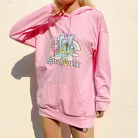 Such Cute Unicorn Print Pastel Pink Hoodie Sweatshirt - Thumbnail 3