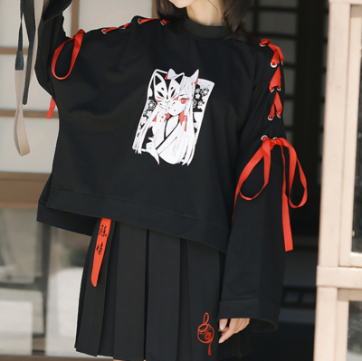 New cartoon anime dark tie sweater / skirt