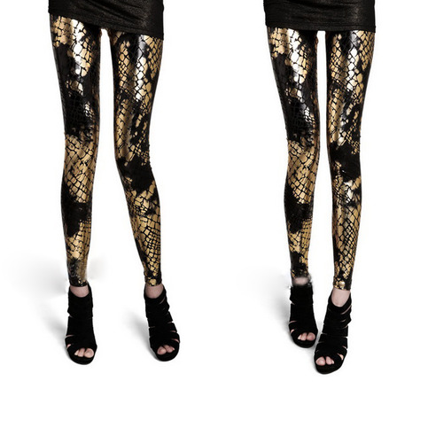 Metallic Snake Pattern Leggings
