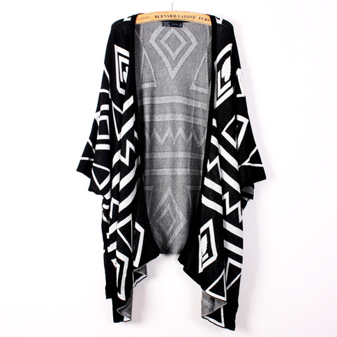 Aztec Batwing Sleeve Sweater Duster