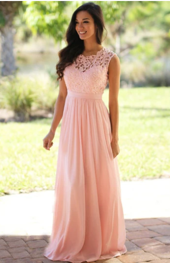 A-Line/Princess Scoop Sleeveless Applique Floor-Length Chiffon Dresses,252