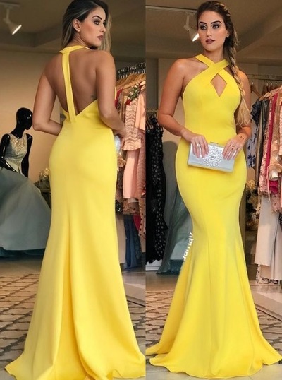 Yellow Mermaid Long Prom Dresses Under 100