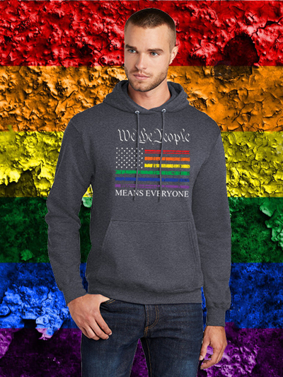 We the People Rainbow Flag, Dark Heather Grey Hoodie
