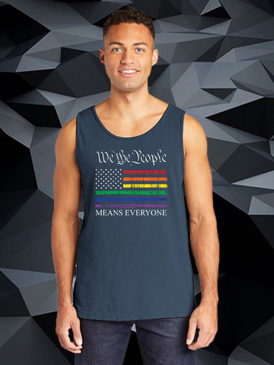 We the People Rainbow Flag, Navy Blue Tank Top