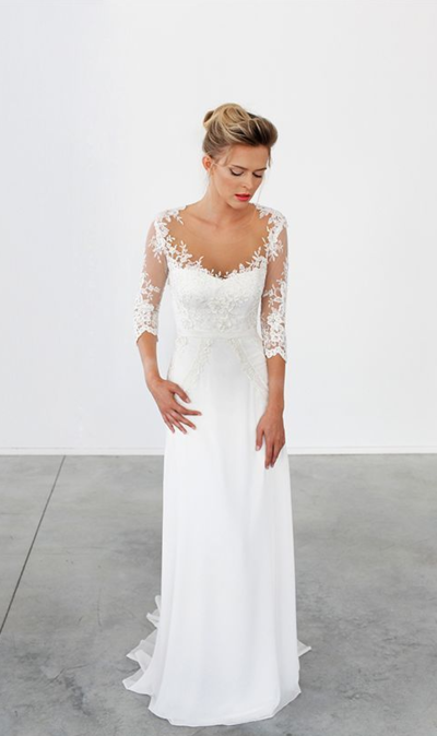 Vintage Half sleeve Lace wedding dress,elegant wedding dress