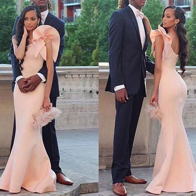 Peach Mermaid Prom Dresses Long for Women