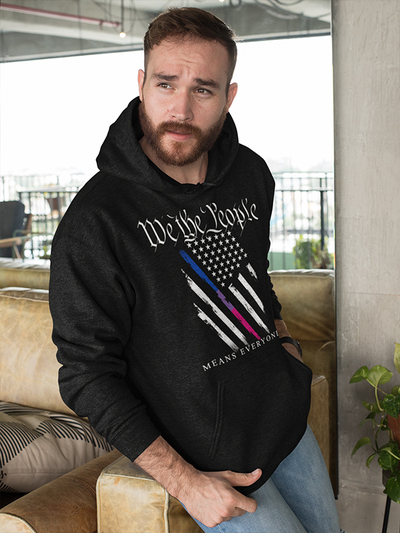 We the People B&W BI Flag Unisex Hoodie