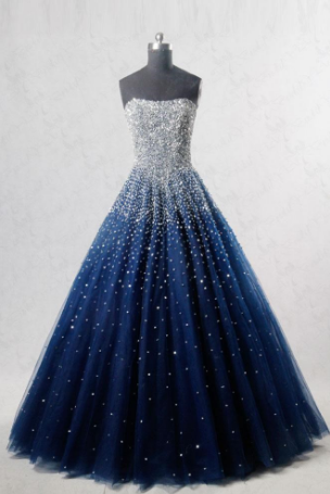 Sexy A Line Blue Long Prom Dress with Beading ,Evening Dresses