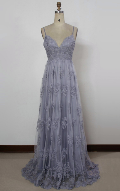 A LIne Spaghetti Straps Long Prom Dresses,Sexy Evening Dress