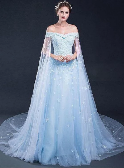 Off-the-Shoulder Mermaid Prom Dress With Lace Applique