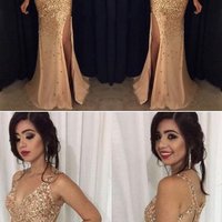 Mermaid Full Beaded Long Prom Dress, Fashion Sexy Formal Dresses  - Thumbnail 1