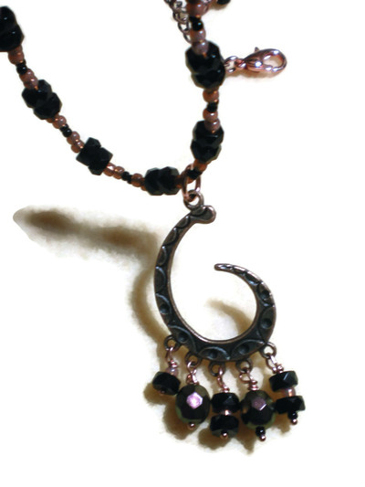Copper and black Moon Swirl Necklace