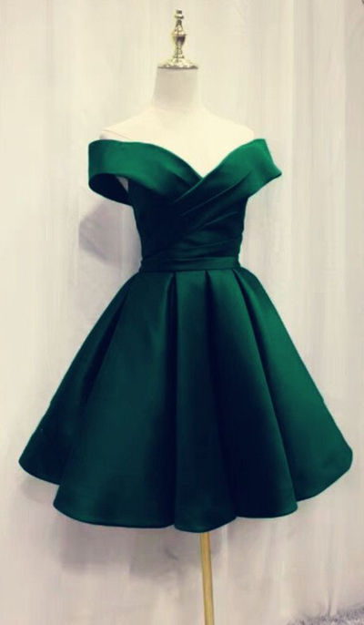 Off Shoulder Short Satin Homecoming Dress ,evening dresses