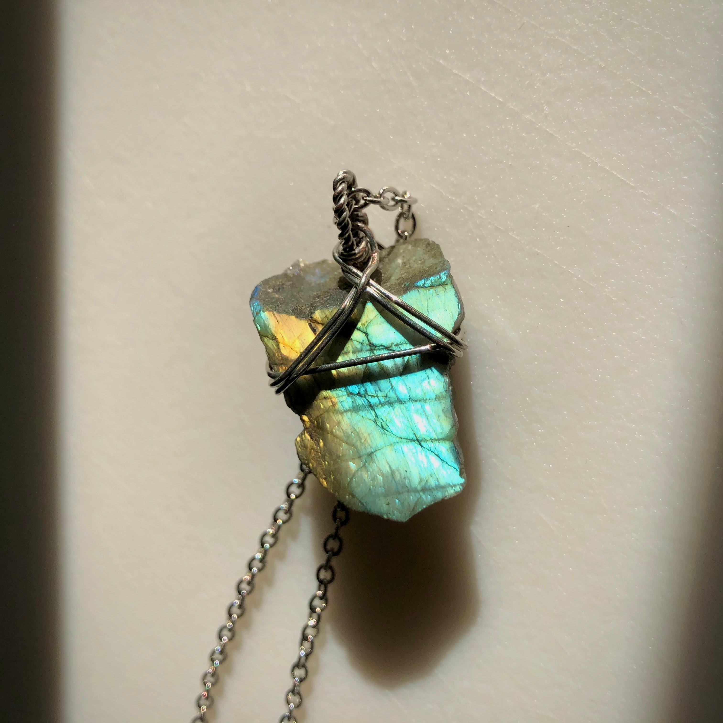 Green & Blue Labradorite Necklace