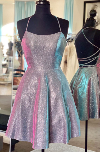 Cute Sparkle Criss Cross Short Homecoming Dress,Sexy Prom Dress