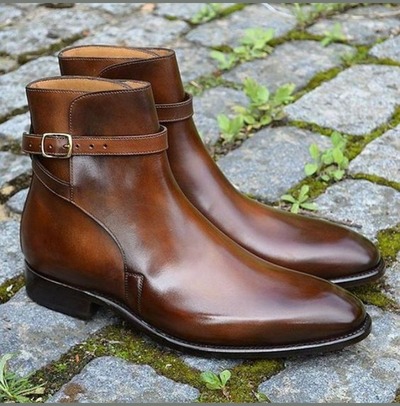 Men's Handmade Brown Ankle High Jodhpurs Leather Boot