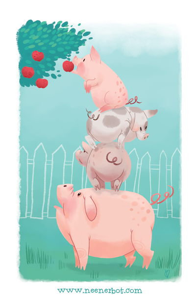 Pig Stacking Print