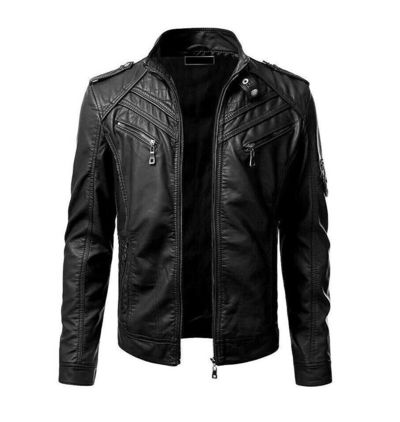 Men's Black genuine Leather Jacket for men's, Biker Motorcycle cafe racer jacket