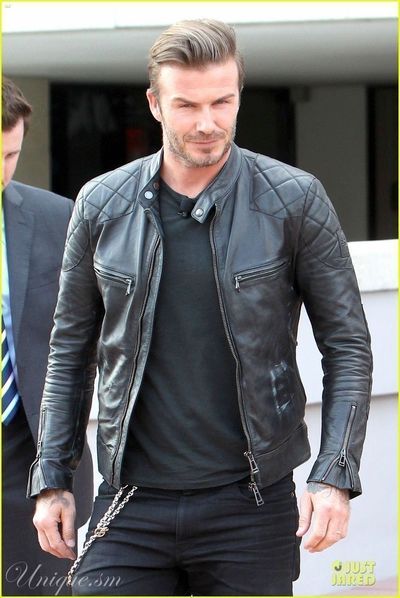 Men's Genuine Lambskin Leather Biker Jacket Inspired by David Beckham Black1