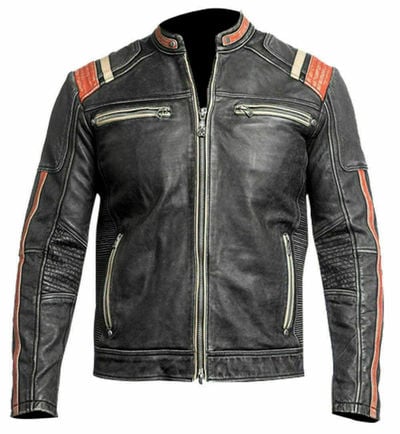 Men's Retro 3 Cafe Racer Biker Vintage Motorcycle Distressed Moto Leather Jacket
