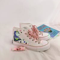 Cute Unicorn High-top Hand-painted Canvas Shoes - Thumbnail 1