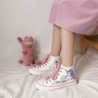 Cute Unicorn High-top Hand-painted Canvas Shoes - Thumbnail 3