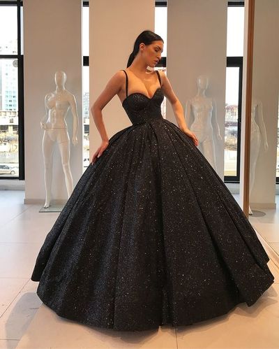 Ball Gown Black Prom Dresses, 2020 Quinceanera Dresses, Sparkly Prom Dresses