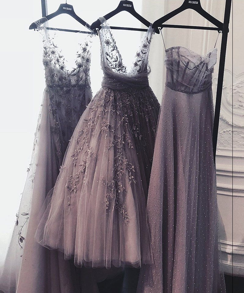 A line tulle lace prom dress party dress