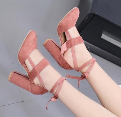 Ankle Wrapped Cut-out Heeled Shoes G-2996