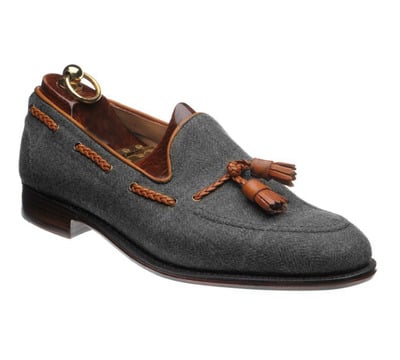 Men's Handmade Gray Denim Tussles Loafers Shoes
