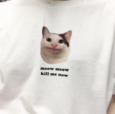 Free Shipping-"MEOW MEOW KILL ME NOW" TEE
