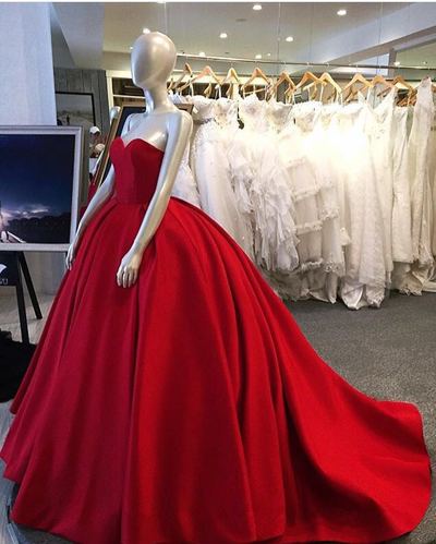 Sweetheart prom dresses, ball gown, red satin prom dresses, evening dresses, formal dresses, dresses for prom,,321