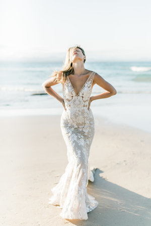 Beach Boho Lace Wedding Dresses, Mermaid Lace Sleeveless V Neck Bridal Gowns,elegant lace wedding dresses,342