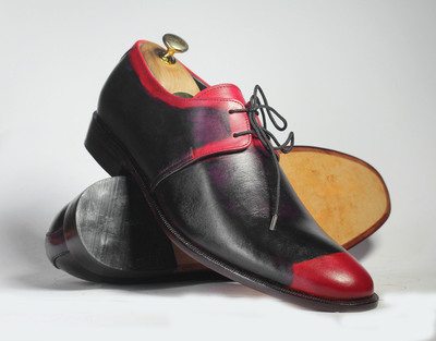 Handmade Tone Purple Lace Up Leather Shoes For Men's
