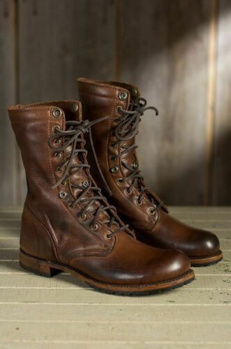 Handmade Men brown Military boots, Men brown high ankle combat boots, Men Shoes