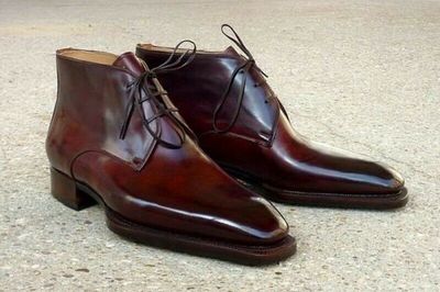 New Men's Handmade Chukka boots burgundy elegant leather, Men's Chukka Boot