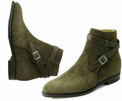 New Handmade Men Hunter green Suede Jodhpurs boots, Men ankle boots,