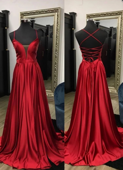 Open Back Long Burgundy Satin Prom Dress,Sexy Prom Dress