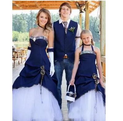 Sweetheart Blue Camo Wedding Dresses 2020 Vintage Garden Country Bridal Dress Lace Up Back Cowboy Wedding Gowns Custom Vestidos De Noiva