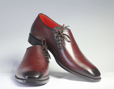 Handmade Brown Side Lace Up Leather Shoes For Men's