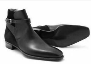 Handmade Black Ankle Leather Boots Men Suede Jodhpurs Boot, Dress Formal Boots