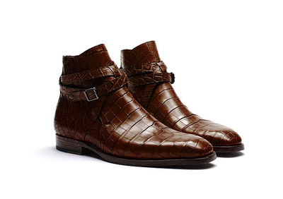 Handmade Crocodile Texture Jodhpurs Boots, Crock Texture Genuine leather Boots