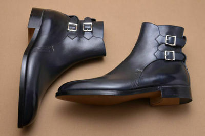 Custom Handmade Men's Elegant 2 Straps Jodhpurs Leather Boot, men fashion