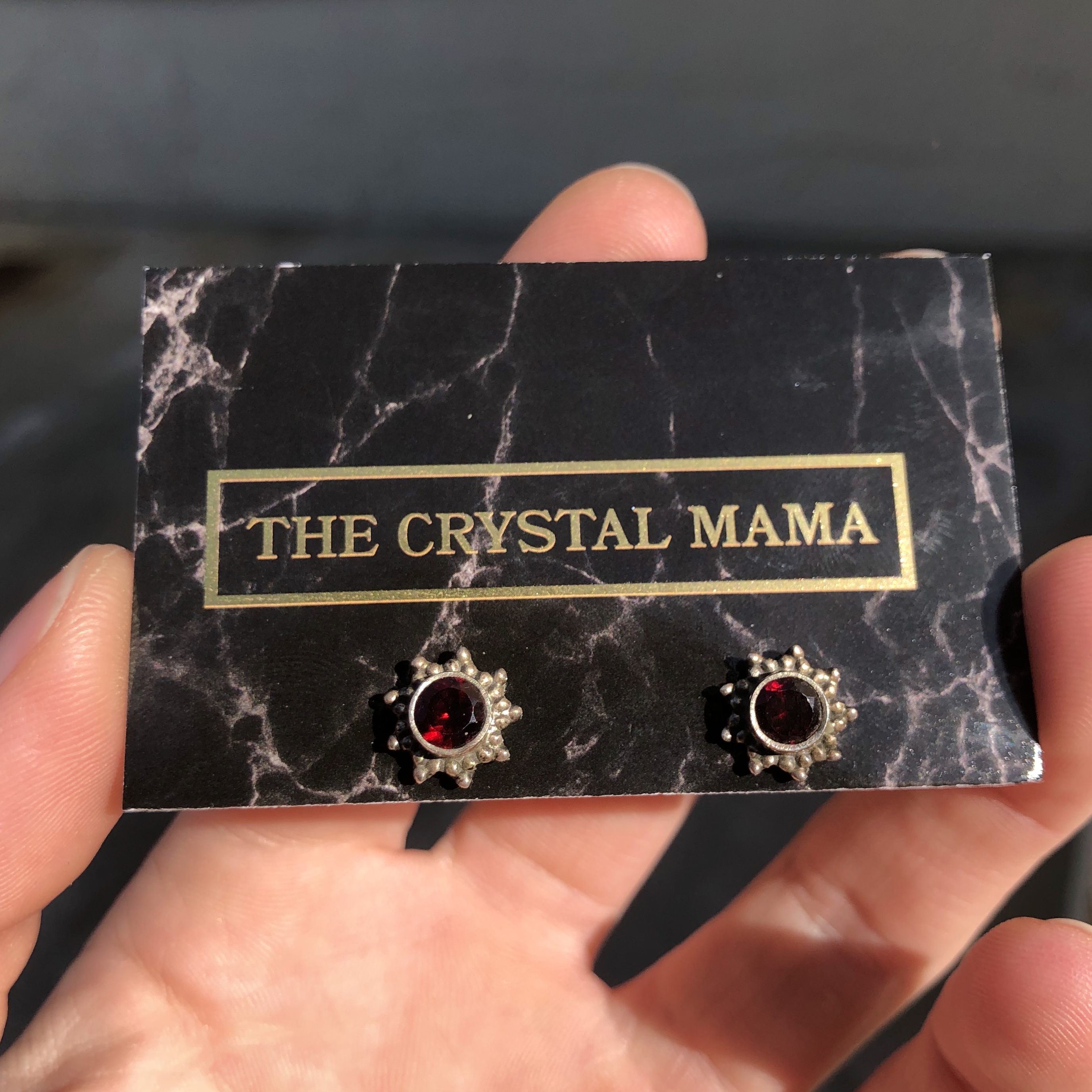 Garnet Crystal Sterling Silver Earrings