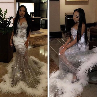 Beauty Sparkling Silver Sequins Sweetheart See Through Skirt Long Prom Dress